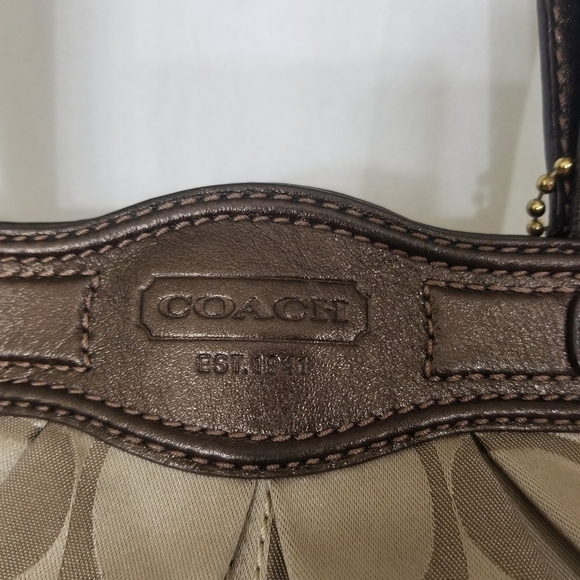 Coach Khaki Copper Sateen Turnlock Satchel - Picture 9 of 11